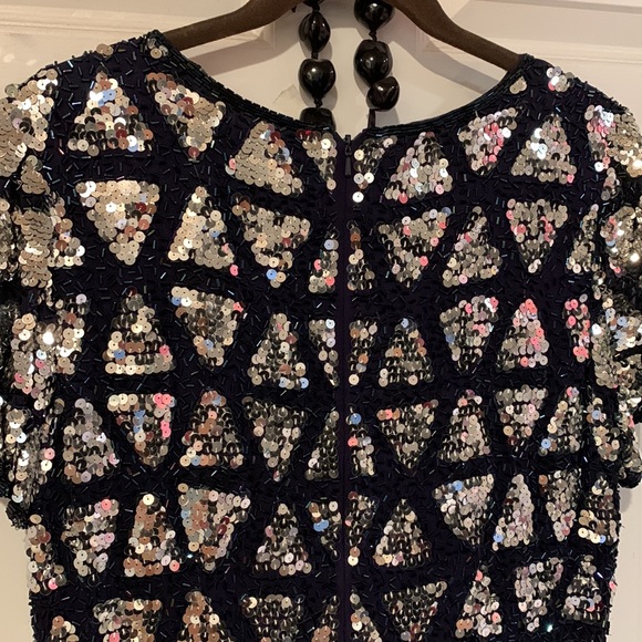 80’s Vintage glitz dress fully beaded/sequins - Picture 3 of 6